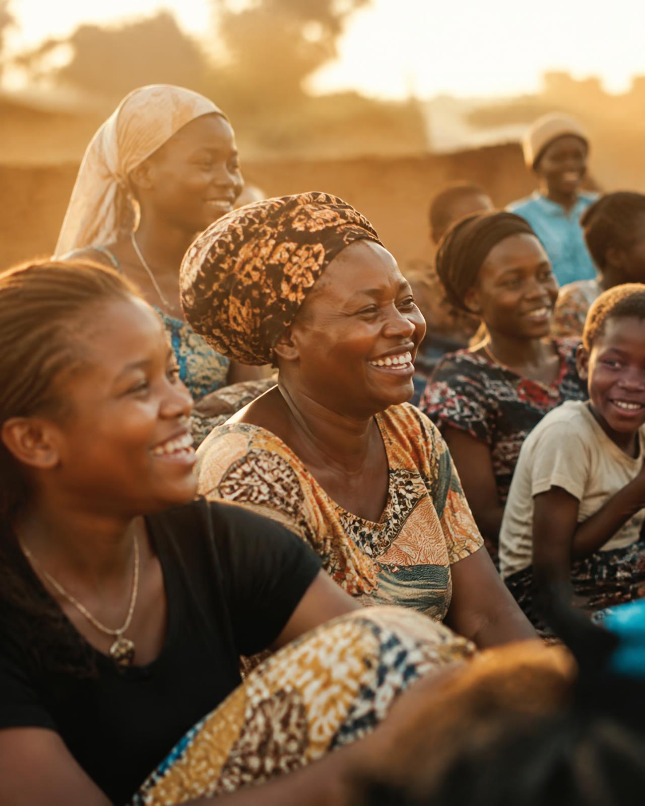 Women and young people gathered together outdoors